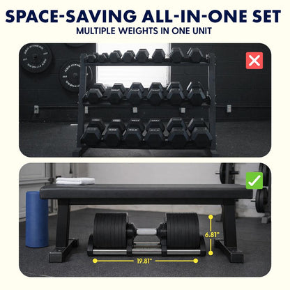 70lb Adjustable Dumbbell, Quick Change, Anti-Slip Metal Handle