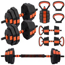 Squatz 4-In-1 Multifunctional 45 Lbs Adjustable Octagon Dumbbell Set With Barbell Connector, Kettlebell Handle, And Push-Up Handles For Home Gym Strength Training (Black And Red)