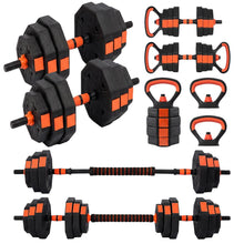 Squatz 4-In-1 Multifunctional 70 Lbs Adjustable Octagon Dumbbell Set With Barbell Connector, Kettlebell Handle, And Push-Up Handles For Home Gym Strength Training (Black And Red)