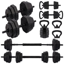 Squatz 4-In-1 Multifunctional 90 Lbs Adjustable Octagon Dumbbell Set With Barbell Connector, Kettlebell Handle, And Push-Up Handles For Home Gym Strength Training (Black)