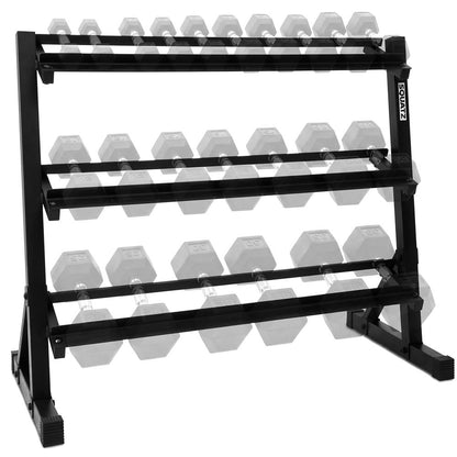 Squatz 3-Tier Dumbbell Rack - Heavy-Duty 3-Tier Weight Storage Organizer With Anti-Slip Shelves For Home Gym Or Commercial Fitness Use