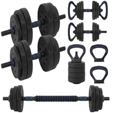 Squatz 4-In-1 Multifunctional 45 Lbs Adjustable Dumbbell Set With  Barbell Connector, Kettlebell Handle And Push-Up Handles For Home Gym Strength Training (Black And Navy)