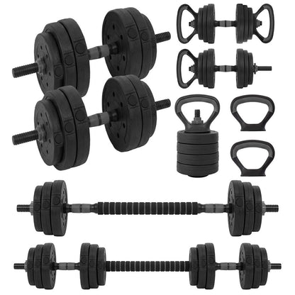 Squatz 4-In-1 Multifunctional 70 Lbs Adjustable Dumbbell Set With  Barbell Connector, Kettlebell Handle And Push-Up Handles For Home Gym Strength Training (Black)