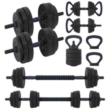 Squatz 4-In-1 Multifunctional 70 Lbs Adjustable Dumbbell Set With  Barbell Connector, Kettlebell Handle And Push-Up Handles For Home Gym Strength Training (Black And Navy)