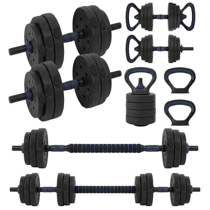 Squatz 4-In-1 Multifunctional 90 Lbs Adjustable Dumbbell Set With Barbell Connector, Kettlebell Handle And Push-Up Handles For Home Gym Strength Training (Black And Navy)