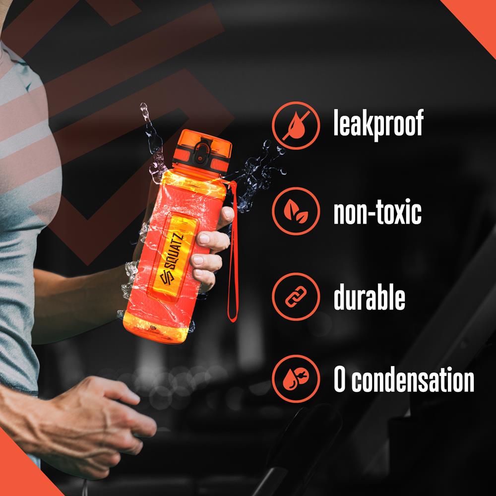 40 Oz Water Bottle Leakproof Tritan with Infuser Strainer Orange