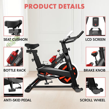 Stationary Cycling Bike - Fun Indoor Workout, 8 Resistance Levels, Steel Frame