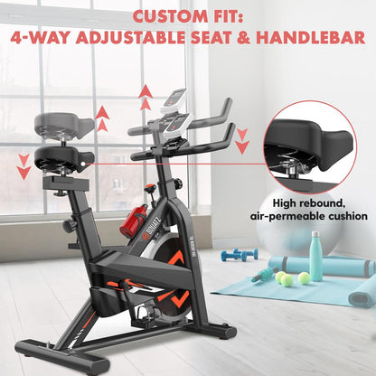 Stationary Cycling Bike - Fun Indoor Workout, 8 Resistance Levels, Steel Frame