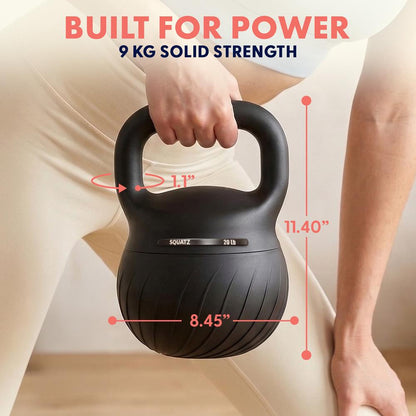 Squatz 20-Lb Soft Drop Kettlebell With Extra-Wide Handle And Sand-Filled Cushioned Base For Home Gym & Strength Training (Black)