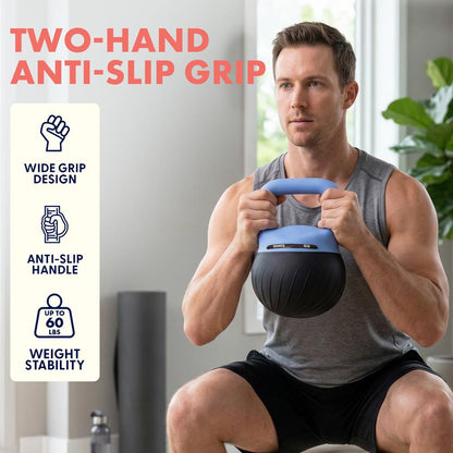 Squatz Soft Drop Kettlebell Set With Extra-Wide Handle, Multiple Weight Options And Sand-Filled Cushioned Base For Home Gym & Strength Training