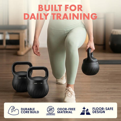 Squatz Soft Drop Kettlebell Set With Extra-Wide Handle, Multiple Weight Options And Sand-Filled Cushioned Base For Home Gym & Strength Training