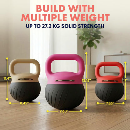 Squatz Soft Drop Kettlebell Set With Extra-Wide Handle, Multiple Weight Options And Sand-Filled Cushioned Base For Home Gym & Strength Training