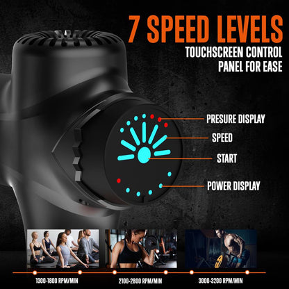 Portable Massage Gun, Relieves Soreness, 7 Speeds, 4800mAh Battery