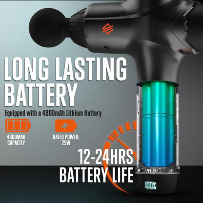 Portable Massage Gun, Relieves Soreness, 7 Speeds, 4800mAh Battery