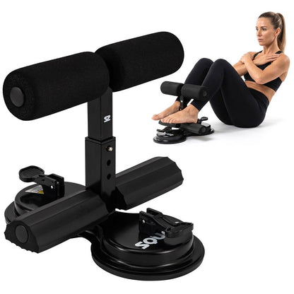 Squatz Portable Sit-Up Bar With Double Suction Cups For Home Fitness, Abdominal Training, And Core Strength Workouts (Black)