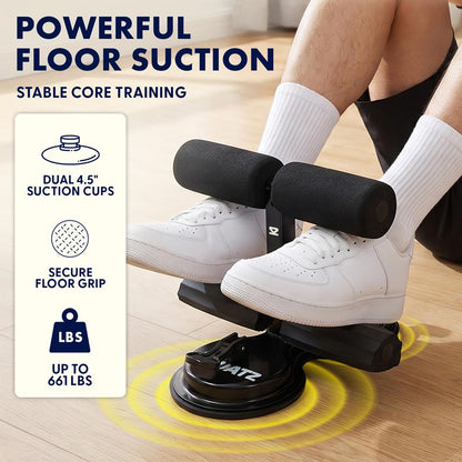 Squatz Portable Sit-Up Bar With Double Suction Cups For Home Fitness, Abdominal Training, And Core Strength Workouts (Black)