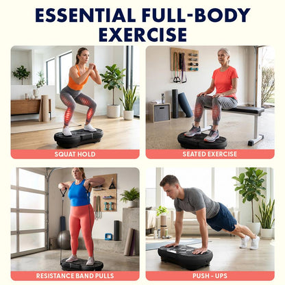 Hurtle Vibration Plate Machine – Adjustable 1–99 Speeds, Quiet, Lightweight, With Remote And Preset Programs Portable For Home And Office (Black)