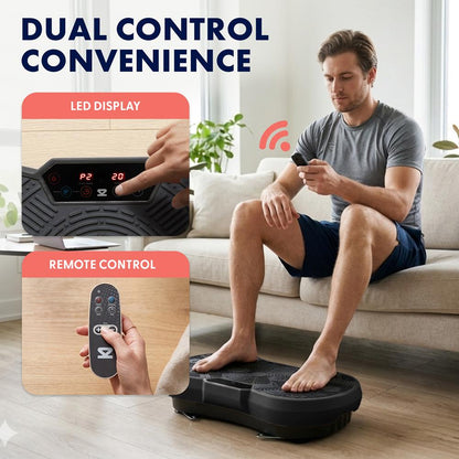 Hurtle Vibration Plate Machine – Adjustable 1–99 Speeds, Quiet, Lightweight, With Remote And Preset Programs Portable For Home And Office (Black)