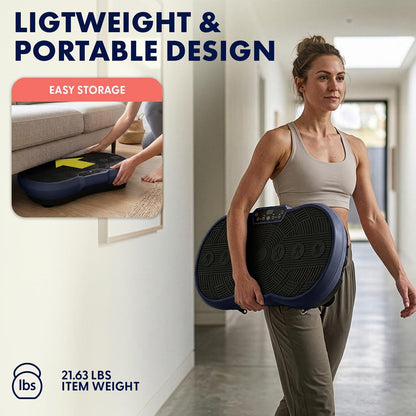Hurtle Vibration Plate Machine – Adjustable 1–99 Speeds, Quiet, Lightweight, With Remote And Preset Programs Portable For Home And Office (Blue)
