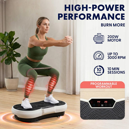 Hurtle Vibration Plate Machine – Adjustable 1–99 Speeds, Quiet, Lightweight, With Remote And Preset Programs Portable For Home And Office (Gray)