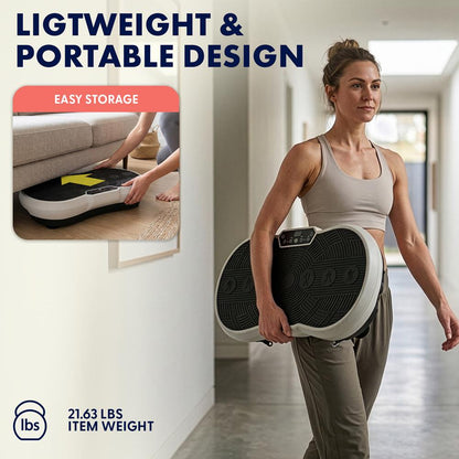 Hurtle Vibration Plate Machine – Adjustable 1–99 Speeds, Quiet, Lightweight, With Remote And Preset Programs Portable For Home And Office (Gray)