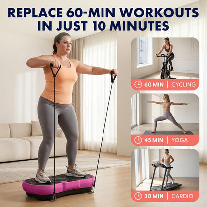 Hurtle Vibration Plate Machine – Adjustable 1–99 Speeds, Quiet, Lightweight, With Remote And Preset Programs Portable For Home And Office (Pink)