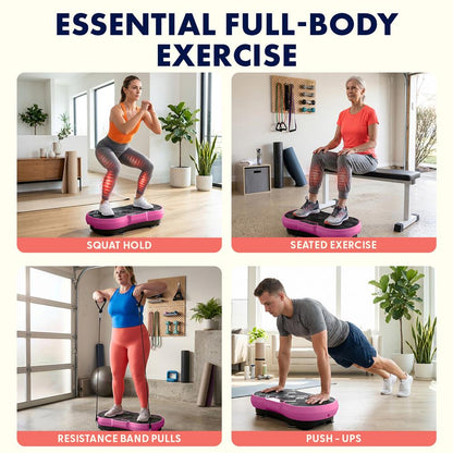 Hurtle Vibration Plate Machine – Adjustable 1–99 Speeds, Quiet, Lightweight, With Remote And Preset Programs Portable For Home And Office (Pink)