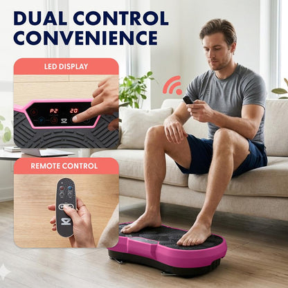 Hurtle Vibration Plate Machine – Adjustable 1–99 Speeds, Quiet, Lightweight, With Remote And Preset Programs Portable For Home And Office (Pink)
