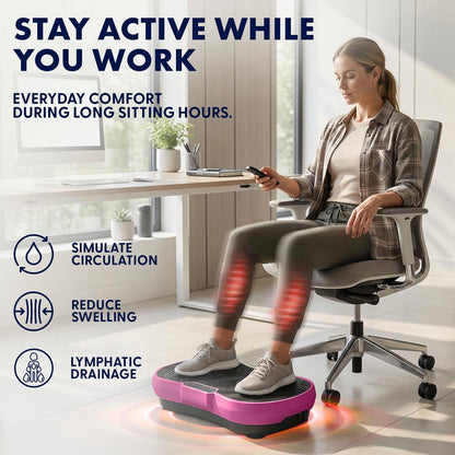 Hurtle Vibration Plate Machine – Adjustable 1–99 Speeds, Quiet, Lightweight, With Remote And Preset Programs Portable For Home And Office (Pink)