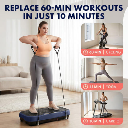 Hurtle Vibration Plate Machine – Adjustable 1–99 Speeds, Quiet, Lightweight, With Remote And Preset Programs Portable For Home And Office (Blue)