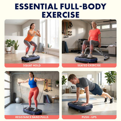 Hurtle Vibration Plate Machine – Adjustable 1–99 Speeds, Quiet, Lightweight, With Remote And Preset Programs Portable For Home And Office (Blue)