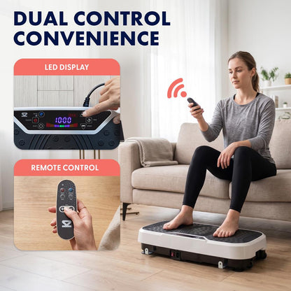 Hurtle Vibration Plate Machine – Adjustable 1–99 Speeds, Quiet, Lightweight, With Remote And Preset Programs Portable For Home And Office (Gray)