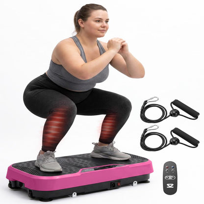 Hurtle Vibration Plate Machine – Adjustable 1–99 Speeds, Quiet, Lightweight, With Remote And Preset Programs Portable For Home And Office (Pink)