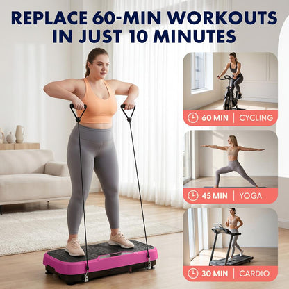 Hurtle Vibration Plate Machine – Adjustable 1–99 Speeds, Quiet, Lightweight, With Remote And Preset Programs Portable For Home And Office (Pink)