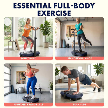 Hurtle Vibration Plate With Handle – Adjustable 1–99 Speeds, Quiet, Lightweight, With Remote And Preset Programs Portable For Home And Office (Blue)