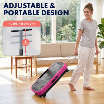Hurtle Vibration Plate With Handle – Adjustable 1–99 Speeds, Quiet, Lightweight, With Remote And Preset Programs Portable For Home And Office (Pink)
