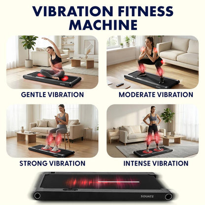Squatz 2-In-1 Walking Pad With Vibration Plates – Compact Treadmill With 1.0Hp Motor, Led Display & Remote Control (Black)