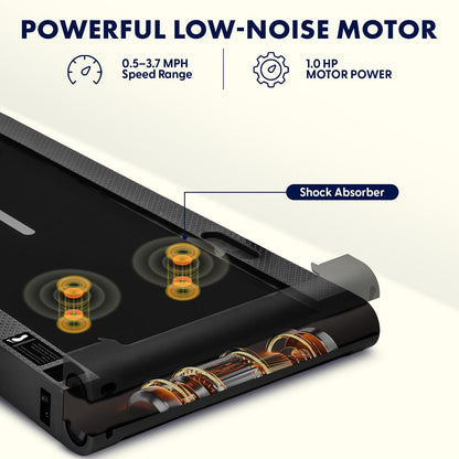 Squatz 2-In-1 Walking Pad With Vibration Plates – Compact Treadmill With 1.0Hp Motor, Led Display & Remote Control (Black)