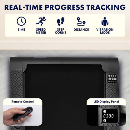 Squatz 2-In-1 Walking Pad With Vibration Plates – Compact Treadmill With 1.0Hp Motor, Led Display & Remote Control (Black)