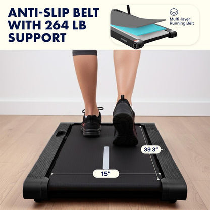 Squatz 2-In-1 Walking Pad With Vibration Plates – Compact Treadmill With 1.0Hp Motor, Led Display & Remote Control (Black)