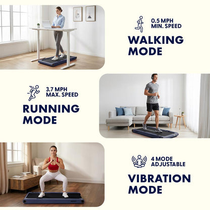 Squatz 2-In-1 Walking Pad With Vibration Plates – Compact Treadmill With 1.0Hp Motor, Led Display & Remote Control (Blue)