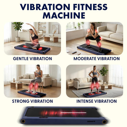 Squatz 2-In-1 Walking Pad With Vibration Plates – Compact Treadmill With 1.0Hp Motor, Led Display & Remote Control (Blue)