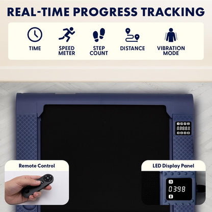 Squatz 2-In-1 Walking Pad With Vibration Plates – Compact Treadmill With 1.0Hp Motor, Led Display & Remote Control (Blue)