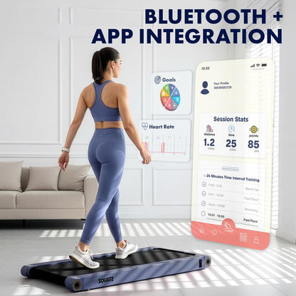 Squatz 2-In-1 Walking Pad With Vibration Plates – Compact Treadmill With 1.0Hp Motor, Led Display & Remote Control (Blue)