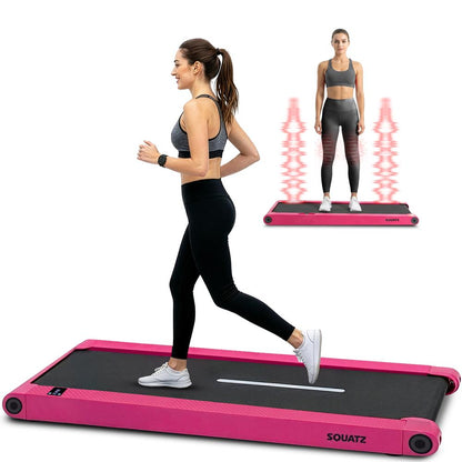 Squatz 2-In-1 Walking Pad With Vibration Plates – Compact Treadmill With 1.0Hp Motor, Led Display & Remote Control (Pink)