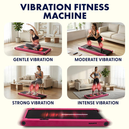 Squatz 2-In-1 Walking Pad With Vibration Plates – Compact Treadmill With 1.0Hp Motor, Led Display & Remote Control (Pink)