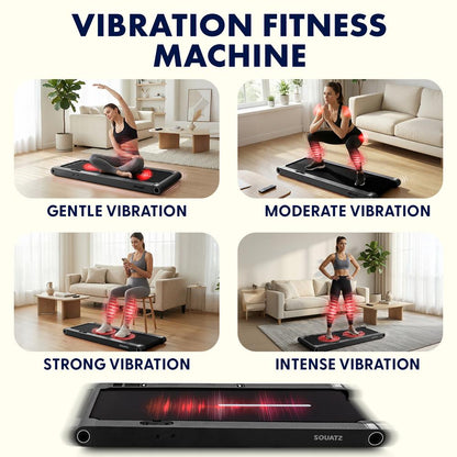 Squatz 2-In-1 Walking Pad With Vibration Plates And Handle Bar – Compact Treadmill With 1.0Hp Motor, Large Walking Surface, Led Display, Device Holder, And Remote Control (Black)