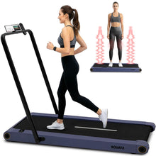 Squatz 2-In-1 Walking Pad With Vibration Plates And Handle Bar – Compact Treadmill With 1.0Hp Motor, Large Walking Surface, Led Display, Device Holder, And Remote Control (Blue)