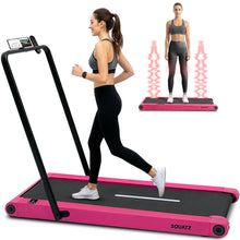 Squatz 2-In-1 Walking Pad With Vibration Plates And Handle Bar – Compact Treadmill With 1.0Hp Motor, Large Walking Surface, Led Display, Device Holder, And Remote Control (Pink)