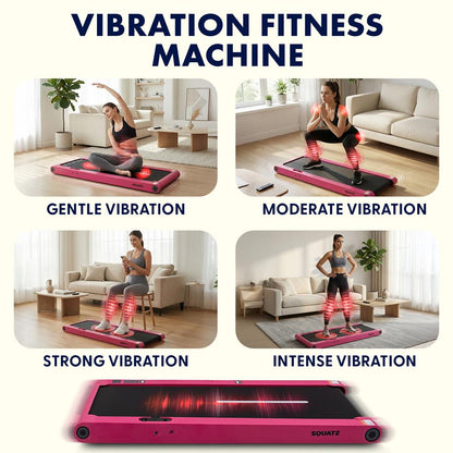 Squatz 2-In-1 Walking Pad With Vibration Plates And Handle Bar – Compact Treadmill With 1.0Hp Motor, Large Walking Surface, Led Display, Device Holder, And Remote Control (Pink)